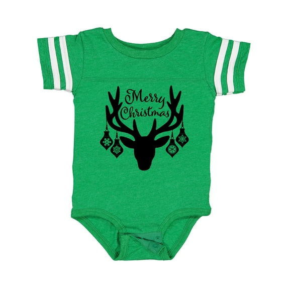 Inktastic Merry Christmas Reindeer Antlers with Ornaments Boys or Girls Baby Bodysuit