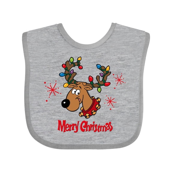 Inktastic Merry Christmas Reindeer Boys or Girls Baby Bib