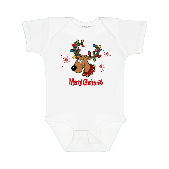 Inktastic Merry Christmas Reindeer Boys or Girls Baby Bodysuit