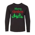 thumbnail image 1 of Inktastic Merry Christmas, Reindeer, Christmas Tree, Stars Long Sleeve Youth T-Shirt, 1 of 5