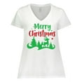 thumbnail image 1 of Inktastic Merry Christmas, Reindeer, Christmas Tree, Stars Women's Plus Size V-Neck T-Shirt, 1 of 5