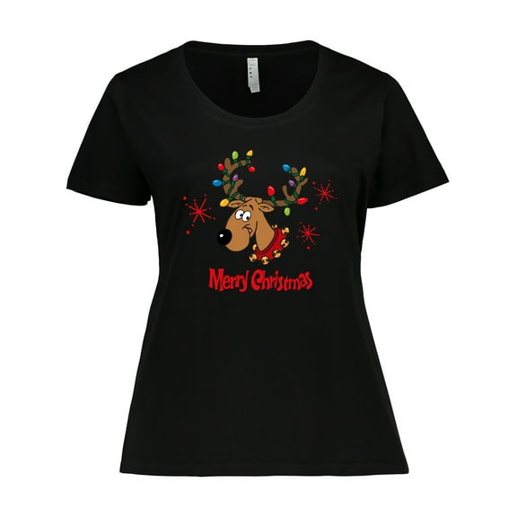 Inktastic Merry Christmas Reindeer Women's Plus Size T-Shirt