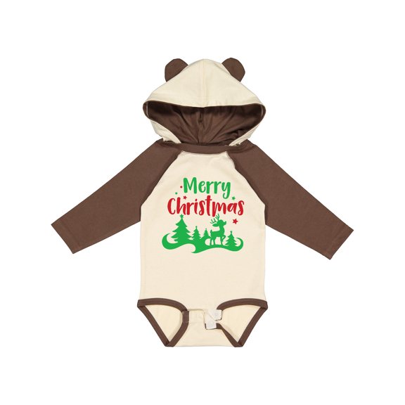 Inktastic Merry Christmas, Rudolph, Stars - Red Green Boys or Girls Long Sleeve Baby Bodysuit