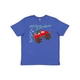 thumbnail image 1 of Inktastic Merry Christmas Santa Drives a Monster Truck Youth T-Shirt, 1 of 5