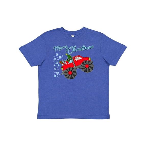 Inktastic Merry Christmas Santa Drives a Monster Truck Youth T-Shirt