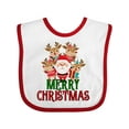 thumbnail image 1 of Inktastic Merry Christmas Santa Reindeer Boys or Girls Baby Bib, 1 of 4