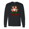 thumbnail image 1 of Inktastic Merry Christmas Santa Reindeer Long Sleeve T-Shirt, 1 of 5