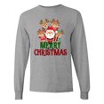thumbnail image 1 of Inktastic Merry Christmas Santa Reindeer Long Sleeve T-Shirt, 1 of 5