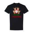thumbnail image 1 of Inktastic Merry Christmas Santa Reindeer T-Shirt, 1 of 5