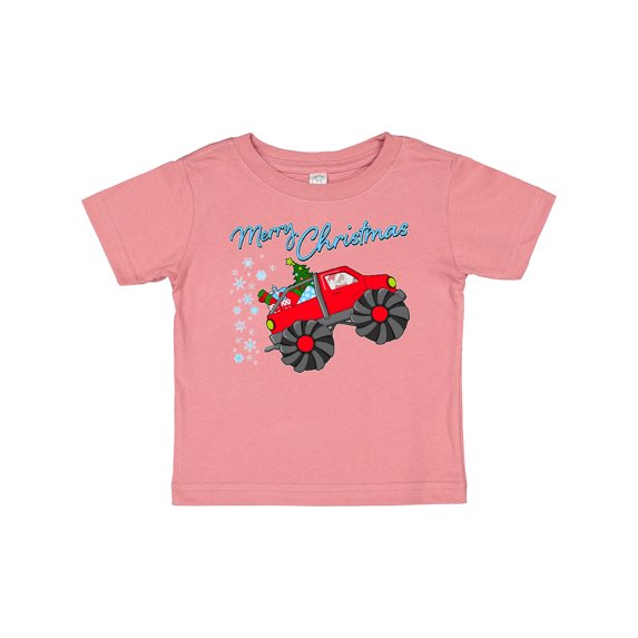 Inktastic Merry Christmas- Santa drives a monster truck Boys or Girls Baby T-Shirt
