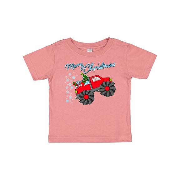 Inktastic Merry Christmas- Santa drives a monster truck Boys or Girls Baby T-Shirt