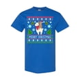 thumbnail image 1 of Inktastic Merry Christmas Sloth and Llama Ugly Sweater Style T-Shirt, 1 of 5