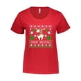 thumbnail image 1 of Inktastic Merry Christmas Sloth and Llama Ugly Sweater Style Women's Plus Size T-Shirt, 1 of 4