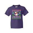 thumbnail image 1 of Inktastic Merry Christmas Sloth and Llama Ugly Sweater Style Youth T-Shirt, 1 of 5