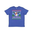 thumbnail image 1 of Inktastic Merry Christmas Sloth and Llama Ugly Sweater Style Youth T-Shirt, 1 of 5
