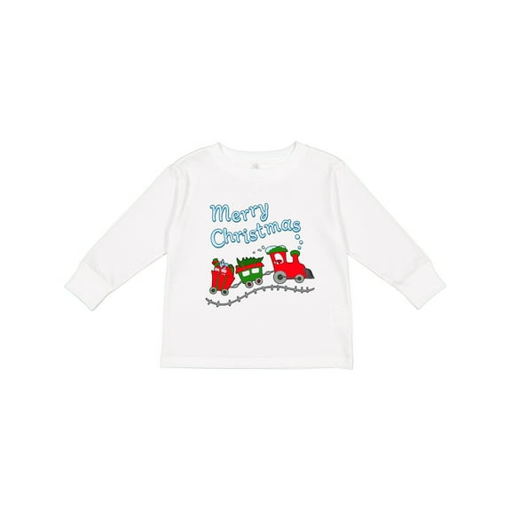 Inktastic Merry Christmas Train with Presents Boys or Girls Long Sleeve Toddler T-Shirt