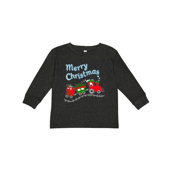 Inktastic Merry Christmas Train with Presents Boys or Girls Long Sleeve Toddler T-Shirt