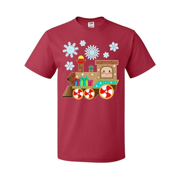 Inktastic Merry Christmas Train with Presents and Snowflakes T-Shirt