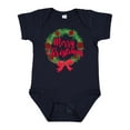 thumbnail image 1 of Inktastic Merry Christmas Wreath with Red Bow and Ornaments Boys or Girls Baby Bodysuit, 1 of 5