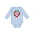 thumbnail image 1 of Inktastic Merry Christmas Wreath with Red Bow and Ornaments Boys or Girls Long Sleeve Baby Bodysuit, 1 of 5