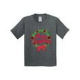 thumbnail image 1 of Inktastic Merry Christmas Wreath with Red Bow and Ornaments Youth T-Shirt, 1 of 5