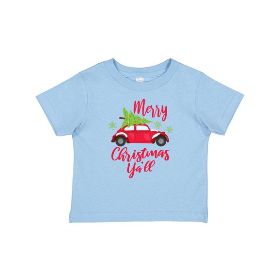 Inktastic Merry Christmas Ya'll with Red Car and Tree Boys or Girls Baby T-Shirt