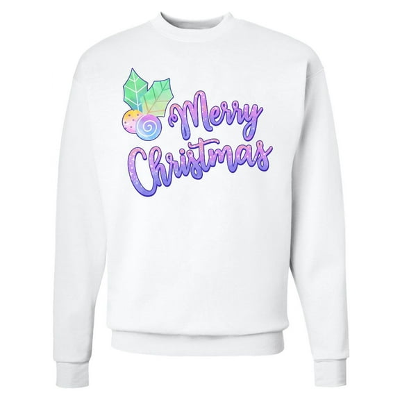 Inktastic Merry Christmas in Pastel Colors Adult Sweatshirt