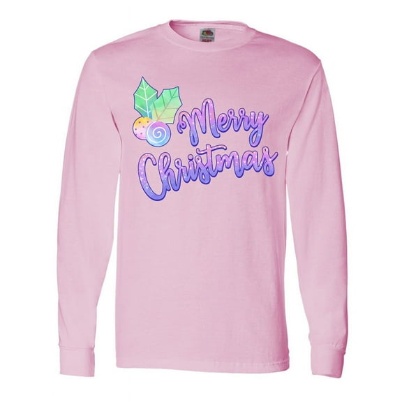 Inktastic Merry Christmas in Pastel Colors Long Sleeve T-Shirt
