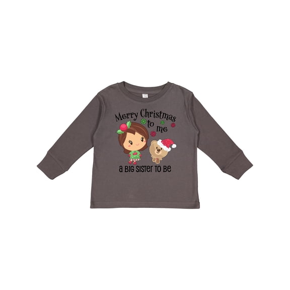 Inktastic Merry Christmas to Me, a Big Sister to Be Girls Long Sleeve Toddler T-Shirt