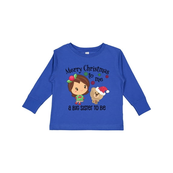 Inktastic Merry Christmas to Me, a Big Sister to Be Girls Long Sleeve Toddler T-Shirt