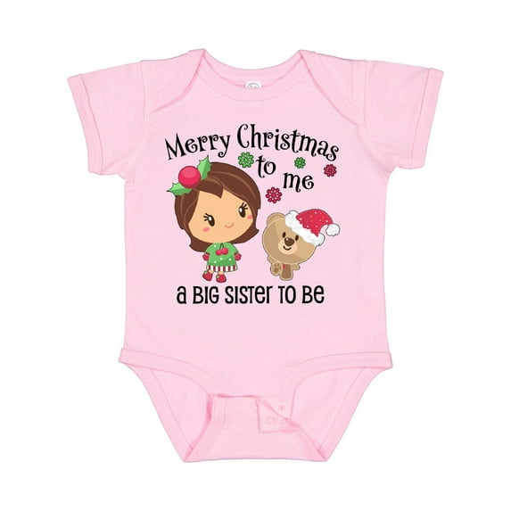 Inktastic Merry Christmas to me, a Big Sister to be Girls Baby Bodysuit