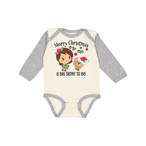 Inktastic Merry Christmas to me, a Big Sister to be Girls Long Sleeve Baby Bodysuit