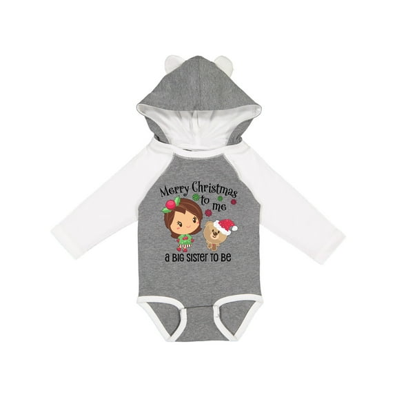 Inktastic Merry Christmas to me, a Big Sister to be Girls Long Sleeve Baby Bodysuit