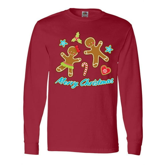 Inktastic Merry Christmas with Gingerbread Cookies Long Sleeve T-Shirt