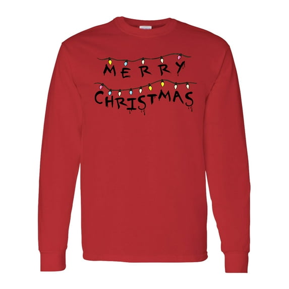 Inktastic Merry Christmas with Strange Lights Long Sleeve T-Shirt