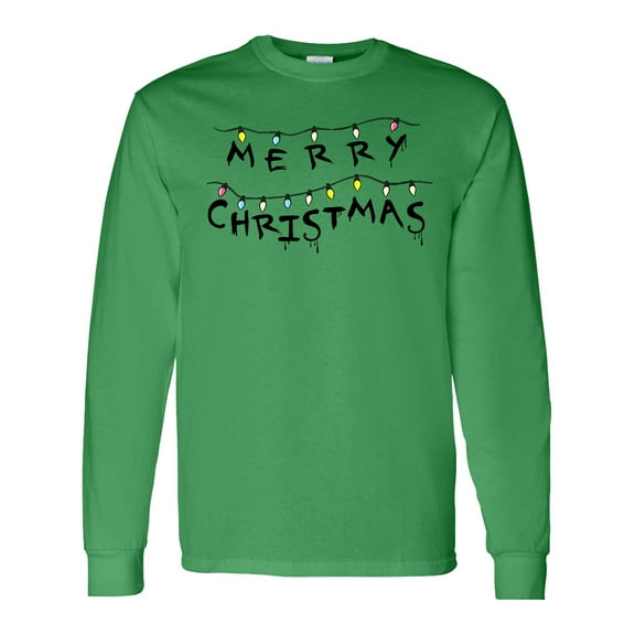 Inktastic Merry Christmas with Strange Lights Long Sleeve T-Shirt