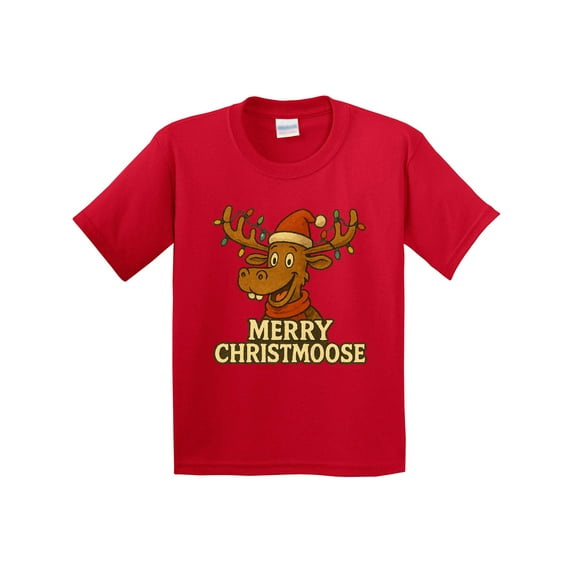 Inktastic Merry Christmoose Fun Holiday Marty Moose Youth T-Shirt