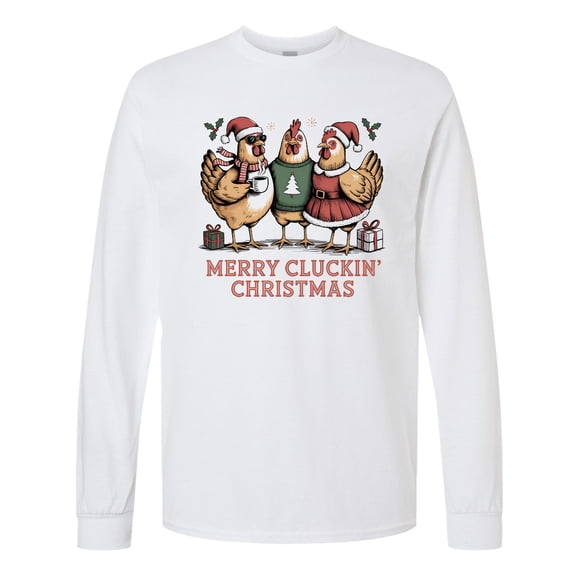 Inktastic Merry Cluckin' Christmas Long Sleeve T-Shirt