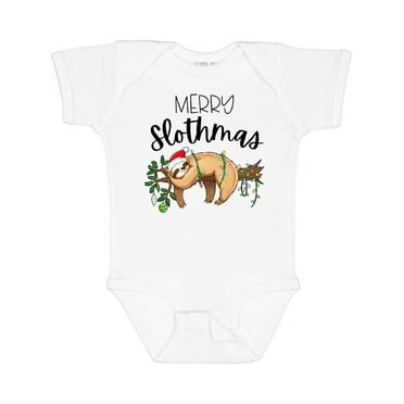 Inktastic Merry Slothmas Cute Christmas Sloth in Hat with Lights Boys or Girls Baby Bodysuit