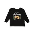 thumbnail image 1 of Inktastic Merry Slothmas Cute Christmas Sloth in Hat with Lights Boys or Girls Long Sleeve Toddler T-Shirt, 1 of 5