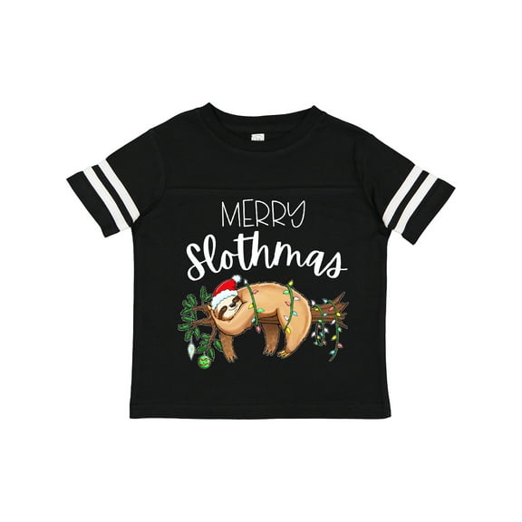 Inktastic Merry Slothmas Cute Christmas Sloth in Hat with Lights Boys or Girls Toddler T-Shirt