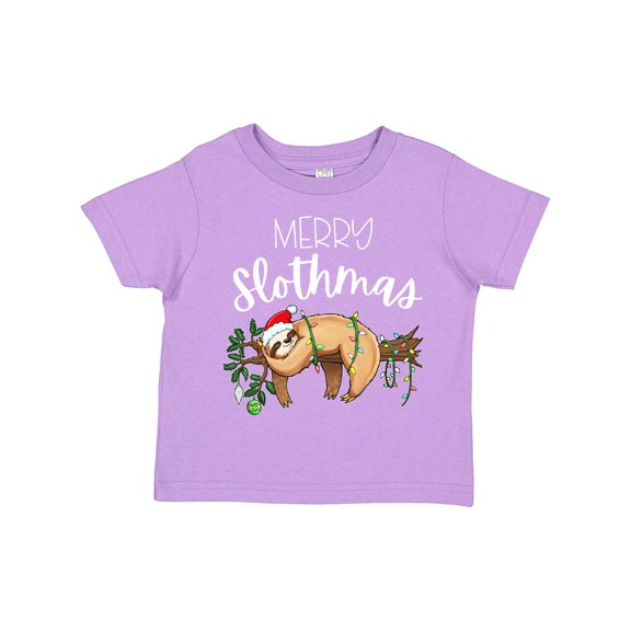 Inktastic Merry Slothmas Cute Christmas Sloth in Hat with Lights Boys or Girls Toddler T-Shirt