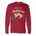 thumbnail image 1 of Inktastic Merry Slothmas Cute Christmas Sloth in Hat with Lights Long Sleeve T-Shirt, 1 of 5
