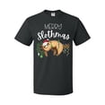 thumbnail image 1 of Inktastic Merry Slothmas Cute Christmas Sloth in Hat with Lights T-Shirt, 1 of 5