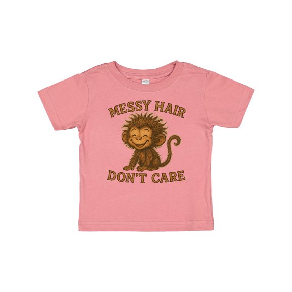 Inktastic Messy Hair Don't Care Monkey Graphic Cute Fun Boys or Girls Baby T-Shirt