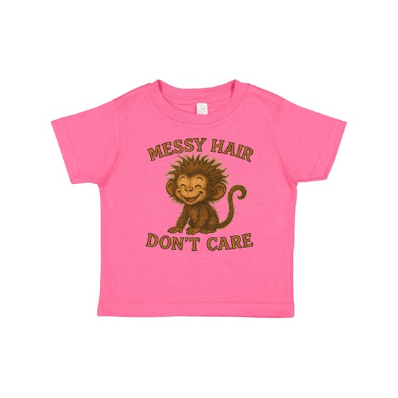 Inktastic Messy Hair Don't Care Monkey Graphic Cute Fun Boys or Girls Baby T-Shirt