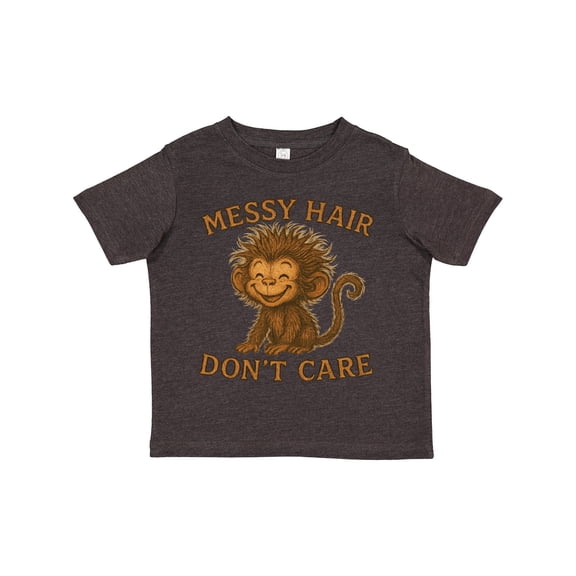 Inktastic Messy Hair Don't Care Monkey Graphic Cute Fun Boys or Girls Toddler T-Shirt