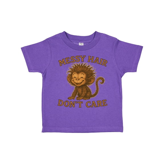 Inktastic Messy Hair Don't Care Monkey Graphic Cute Fun Boys or Girls Toddler T-Shirt