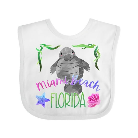 Inktastic Miami Beach Florida Cute Swimming Manatee Boys or Girls Baby Bib