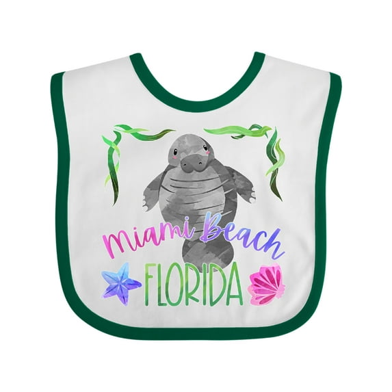 Inktastic Miami Beach Florida Cute Swimming Manatee Boys or Girls Baby Bib